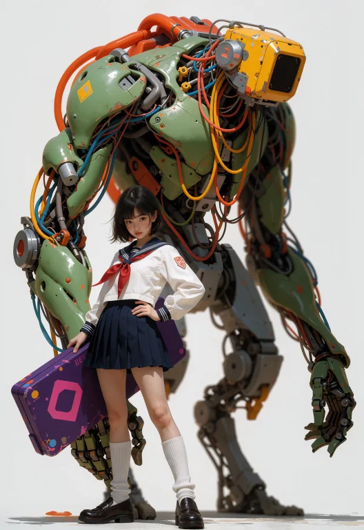 This Is A Image Features A Young Japanese Schoolgirl Standin...