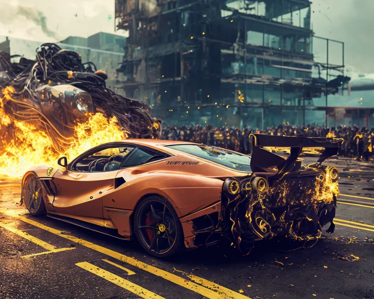 Fkingscifiv2, Photo Of A Ferraricivtyp1.50.65 Car, Cyberpunk...