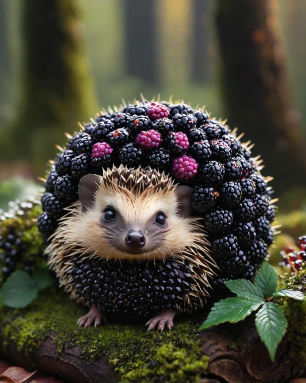 Blackberryworld Hedgehog Curled Up In A Ball, Peeking Out Wi...