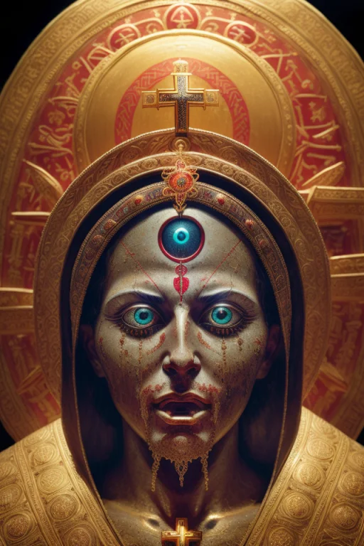 Temple Icon Of Orthodox Saint, Anguish1.4, Halo Around Head,...