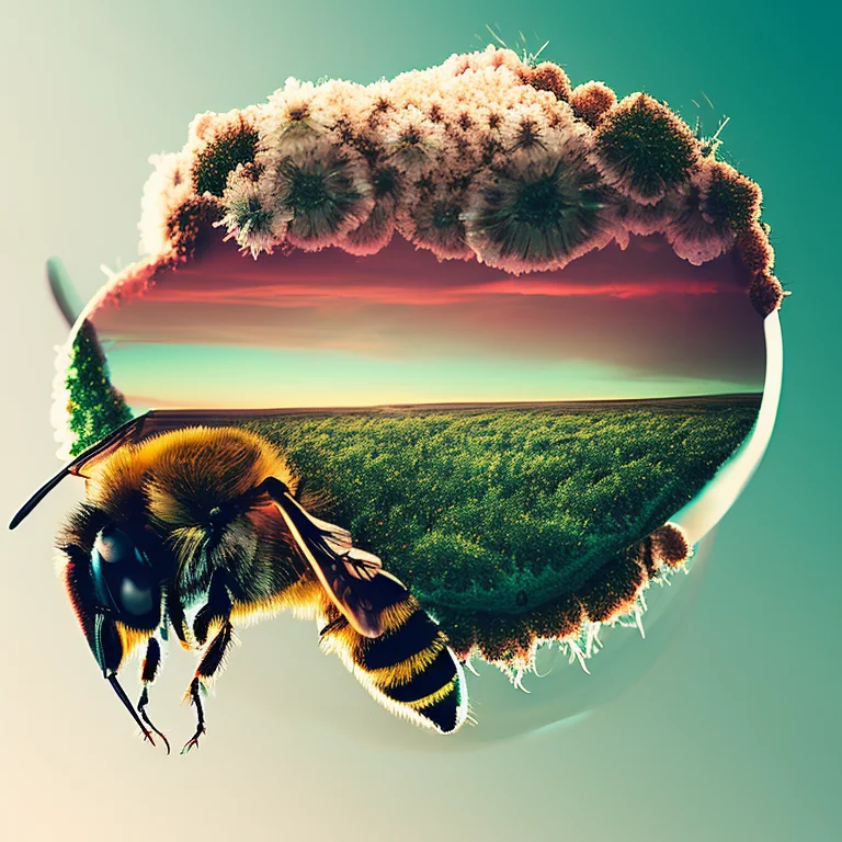 Super Macro Photography Of A Bee, Dblx, Highly Detailed , Ba...