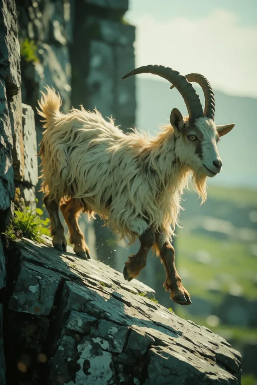 Nature, A Feral Goat Leaping Along A Burren Limestone Ledge,...