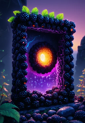 Lazypos, Majestic Blackberryworld Magic Portal, Ruined Stone... — SDXL AI Prompt: lazypos, majestic blackberryworld magic portal, ruined stones and vines, spirali...