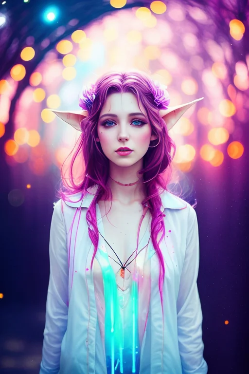Photo, Style Synthwave A Elf Woman By Agnes Cecile, Luminous...