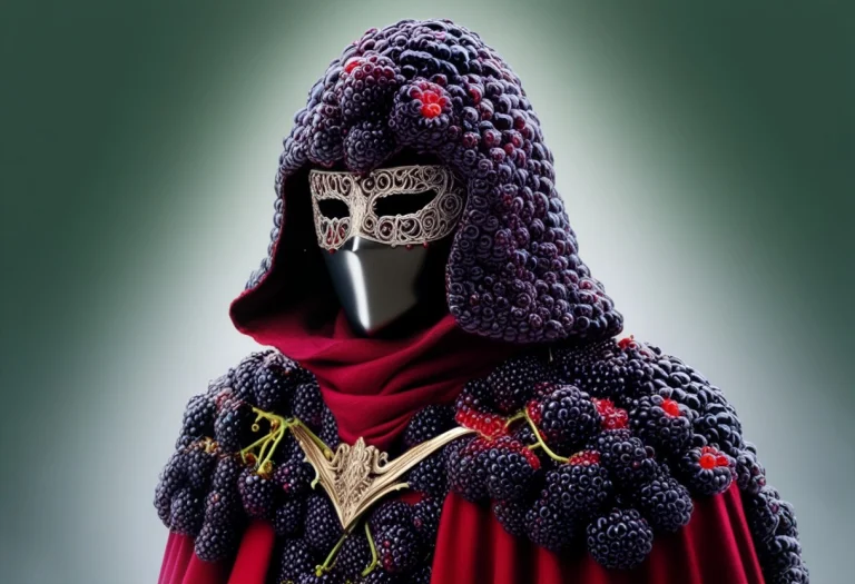 Masked Duelist With Red Cape And Burned Face  Elegant, Menac...
