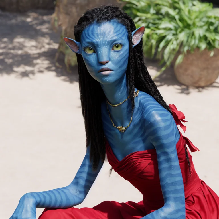 Masterpiece, Best Quality, Avatar Style, Girl Sitting, Red D...