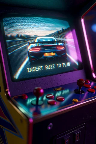 Arcade Coin-op Screen, Horizontal Crt Lines Art Style, Blurr... — Stable Diffusion AI Prompt: Arcade coin-op screen, horizontal crt lines art style, blurred image. Pixelated...