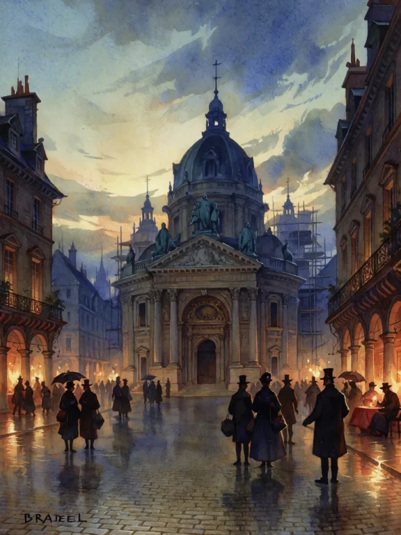 Bradhamel Art Style. A Watercolor Painting Of A Grand Europe...