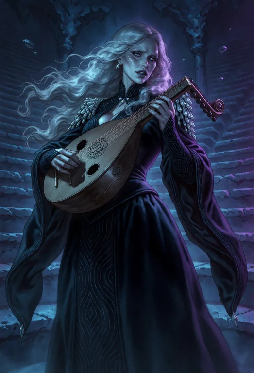 Cowboy Shot, Aspect Ratio 23, A Mysterious Bard With Pale Tr...