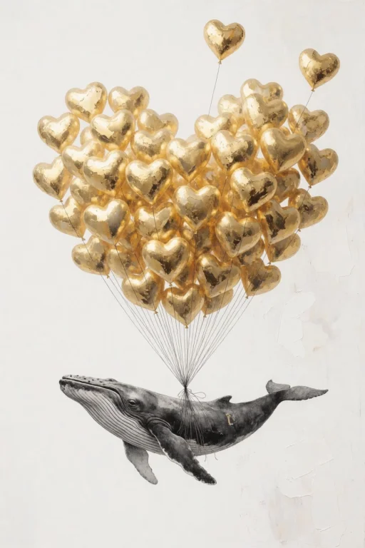 A Big Realistic Whale Flies On A Clean White Background Whil...
