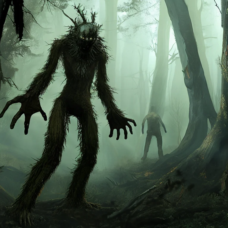 A Lone Person Standing In A Spooky Forest, Art By Scarymonst...