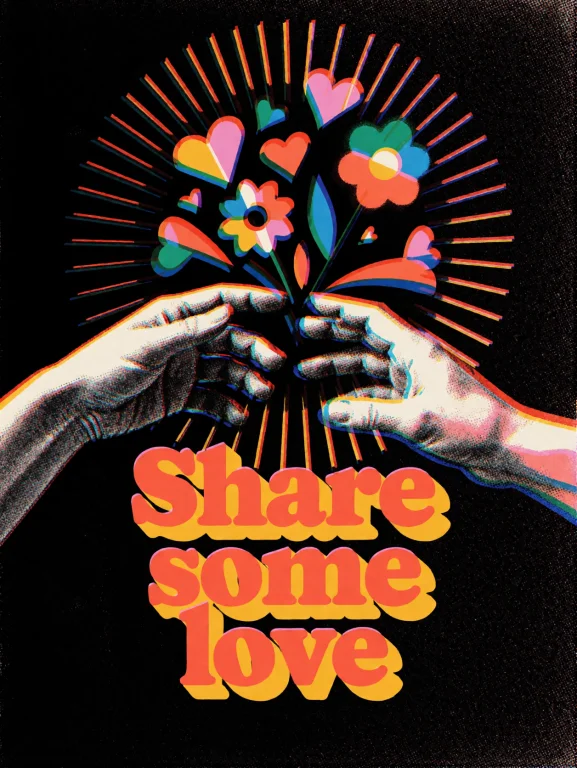 A Bold Graphic Screen Print In Contemporary Poster Art Style...