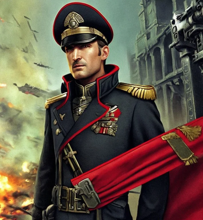 Commissar, A Man On The Battlefield, Shouts, Art, Evil Face...