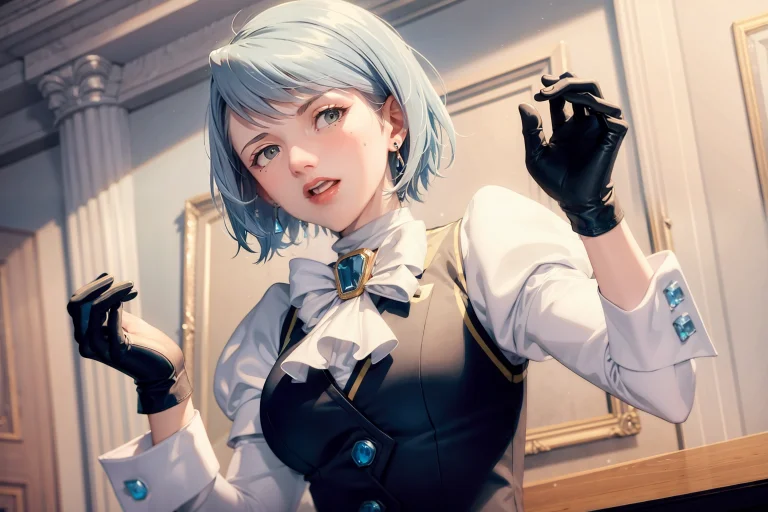 Masterpiece, Best Quality,mei Karuma,blue Hair,1girl, Gloves...