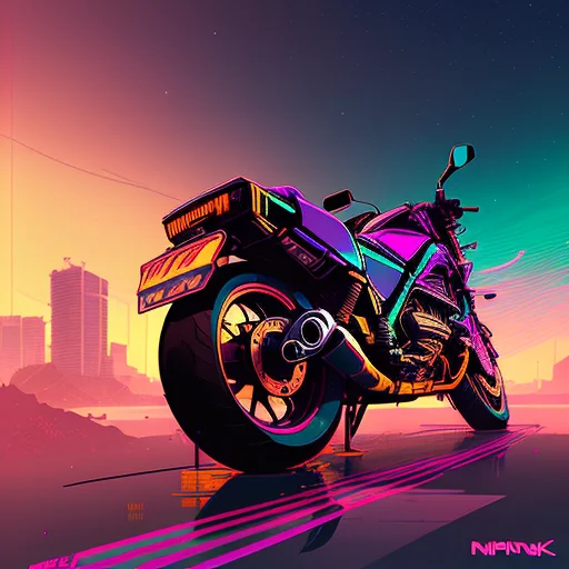 Nvinkpunk1.2 Snthwve Style Motorcyle, Lightwave, Sunset, Int...