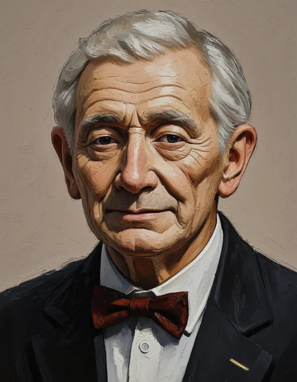 A Professional Oil Painting Depicting A Portrait Of An Old M...
