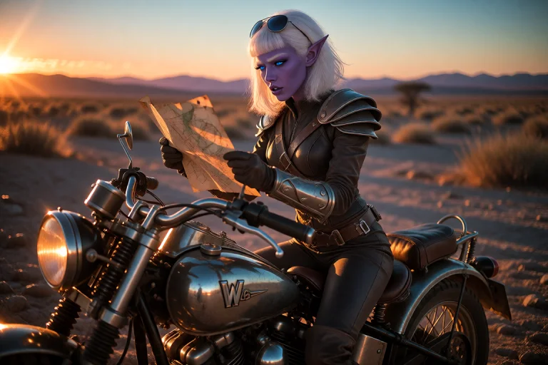 Hyper-realistic Cinematic Full-shot Photography. A Purple-sk...