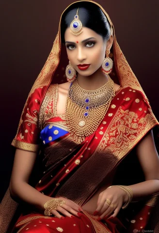 Full Body Pose Of Ethnic Glamour An Indian Woman With A Mode... — SDXL AI Prompt: Full body pose of Ethnic Glamour An Indian woman with a model look, showcasing e...