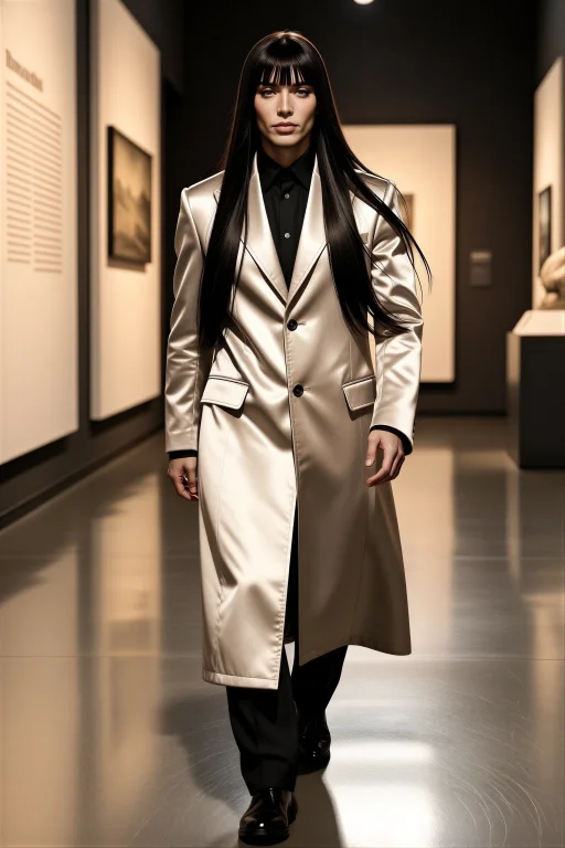 Volanisy Style, Long Ink Hair, Wearing A Shimmering Exhibiti...