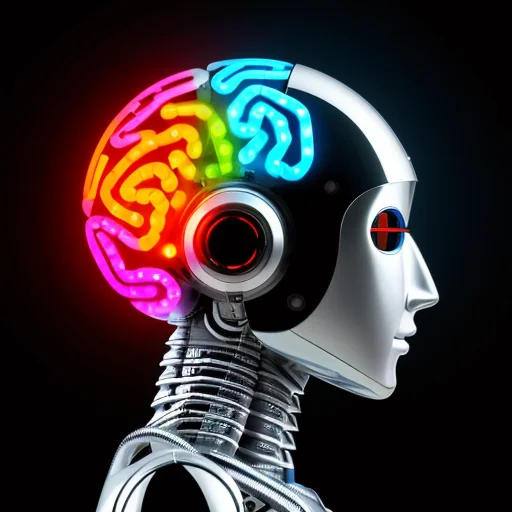 A Silver Robot With A Colourful Multi Light Brain On Their H...