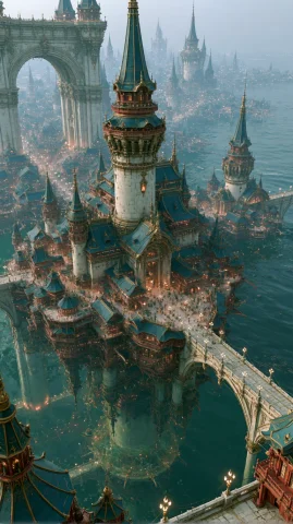 Cxsstyle, The Scene Depicts A Sprawling, Multi-tiered City B... — Stable Diffusion AI Prompt: cxs_Style, The scene depicts a sprawling, multi-tiered city built upon and parti...