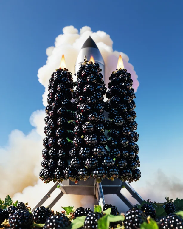 Blackberryworld Rocket Blasting Off From A Launch Pad, Thick...