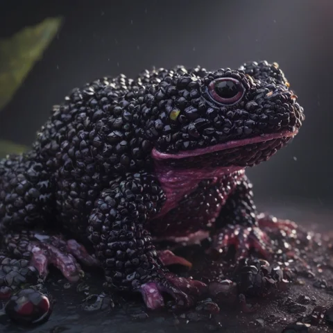 Blackberryworld, Macro 8k Award-winning Photograph Of A Styl... — SDXL AI Prompt: blackberryworld, macro 8k award-winning photograph of a Stylized Black Rain Frog...