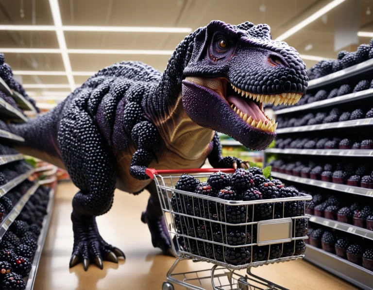 Blackberryworld, A Huge T-rex Made Entirely Of Glossy Dark P...