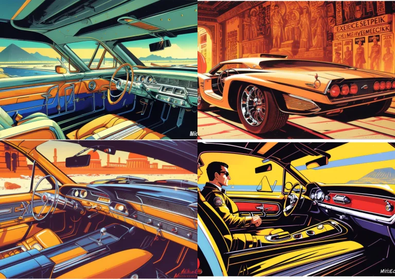 Interior, Atompunk Ancient Egyptian Style Car, Tomb, Sarcoph...