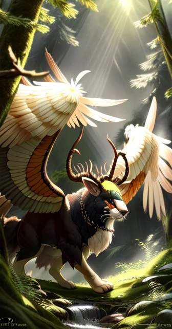 Furry Creature, Long Ears, Horns, Feathered Wings, Pokmon, O...