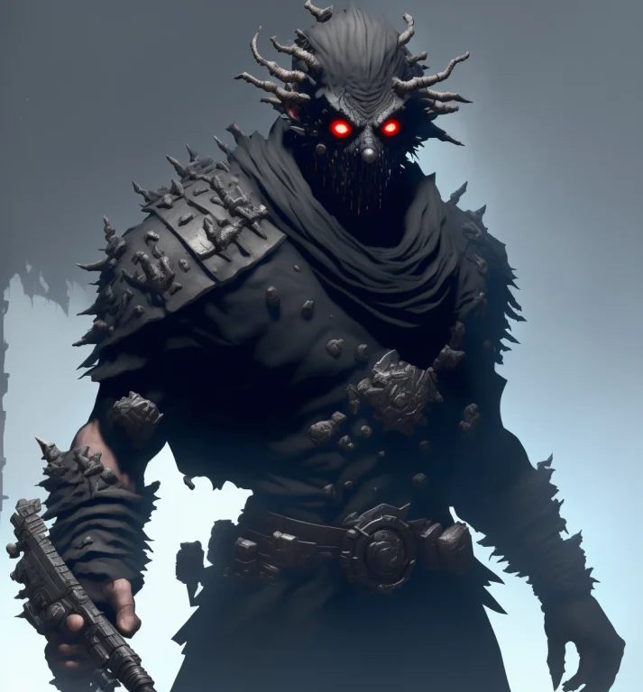 A Man With A Gun In His Hand, Glowing Eyes, Mask, Dark, Bsft