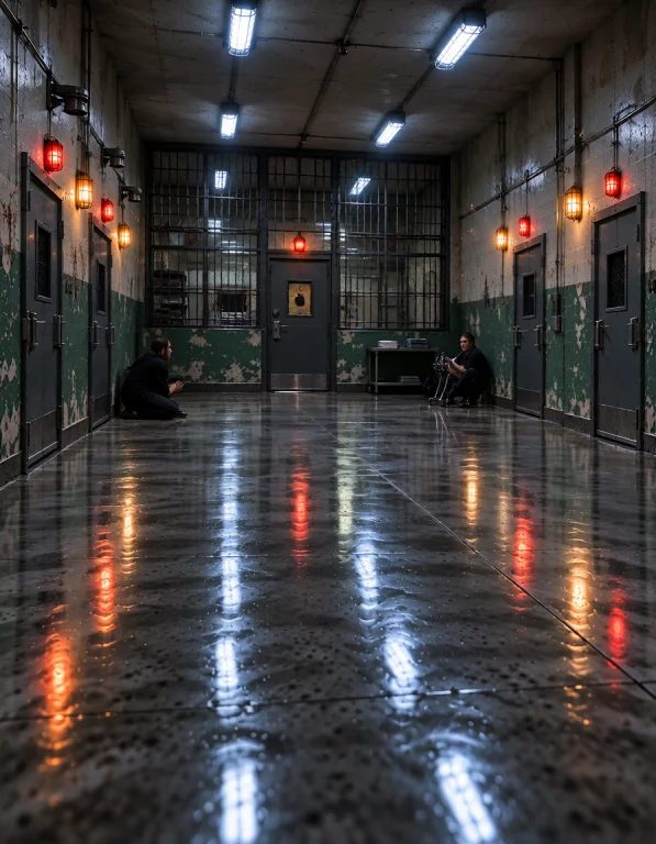 W0m3ns Pr1s0n, Photorealistic, Same Empty High-security Corr...