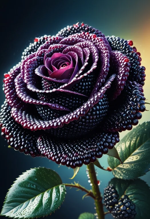 Insanely Detailed Photograph Of An Elaborate Rose Made Of Bl...