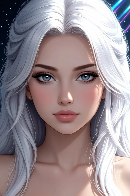 Woman Face Closeup, White Hair, , Paramount Detail, Incredib...