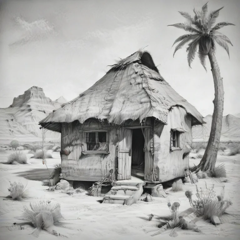 Chahamanstylepencilsketch,a Hut In A Desert
