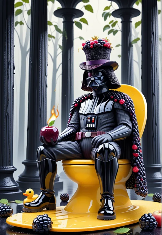 A Stylized Darth Vader Figure, Rendered Entirely From Glossy...