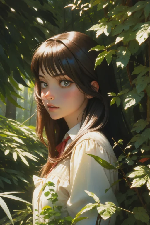 1girl, Loramisawahiroshi1 Watercolor, Dense Flora, Epochal F...