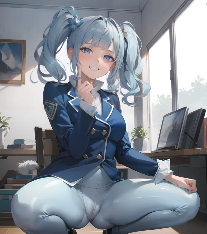 Digital Art1.2, Indoors1.4, Office1.2, 1girl, Solo, Squattin...