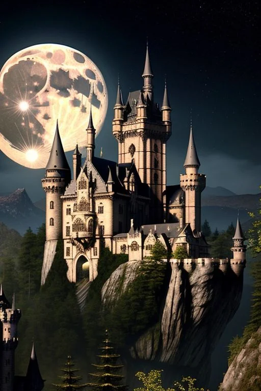 Extremely Detailed Unity Render, Of Gothic Castle In Middle...