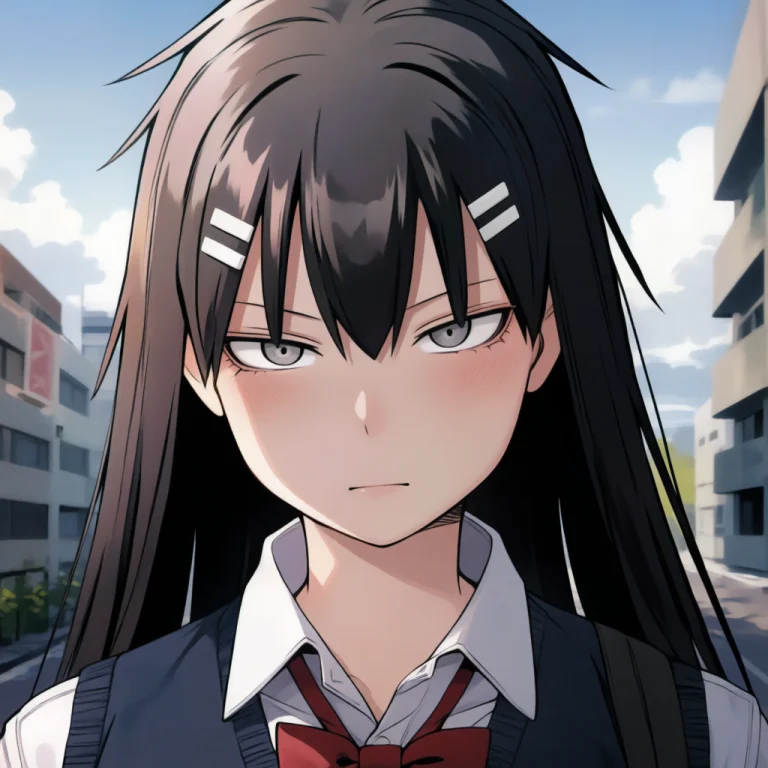 Ythagaaiki, Black Hair, White Hairclip, Black Eyes, Long Hai...