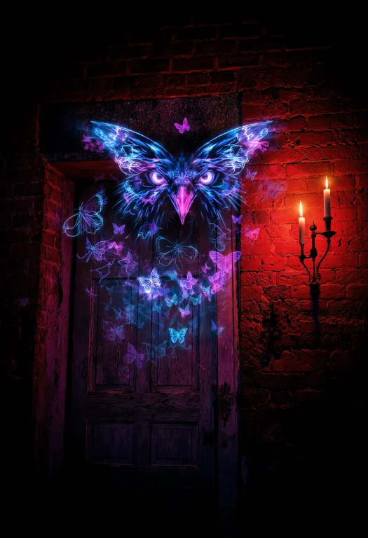Close-up, Dramatic Composition, Animal Face Focus, Neon Graf...