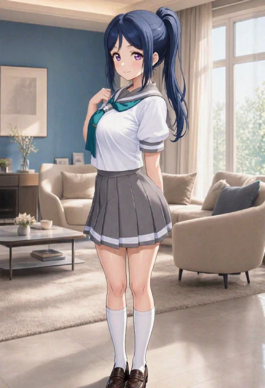 Frontal View, Full Body Shot, Anime Woman Directly Facing Th...