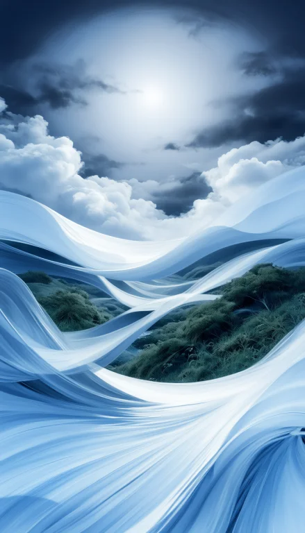 A Digital Composition Depicting A Serene Landscape Dominated...