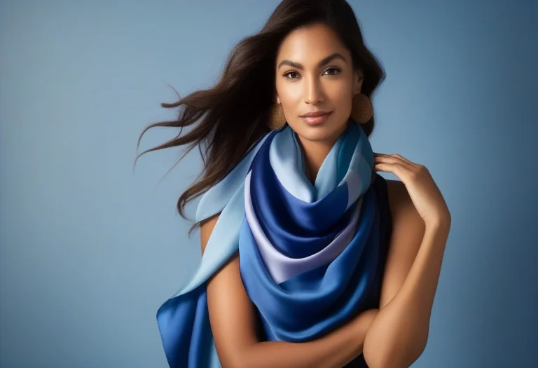 A Silk Scarf Lifting In A Soft Studio Breeze, Editorial Phot...