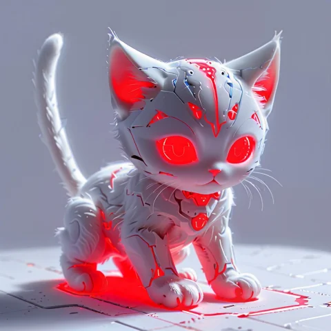 Kitten Made Of White And Whit Red Glow, Whiteember — SDXL AI Prompt: kitten made of white and whit red glow, WhiteEmber