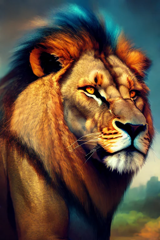Low Angle Close Up Shot Of African Lion1.2, Beautiful Scener...