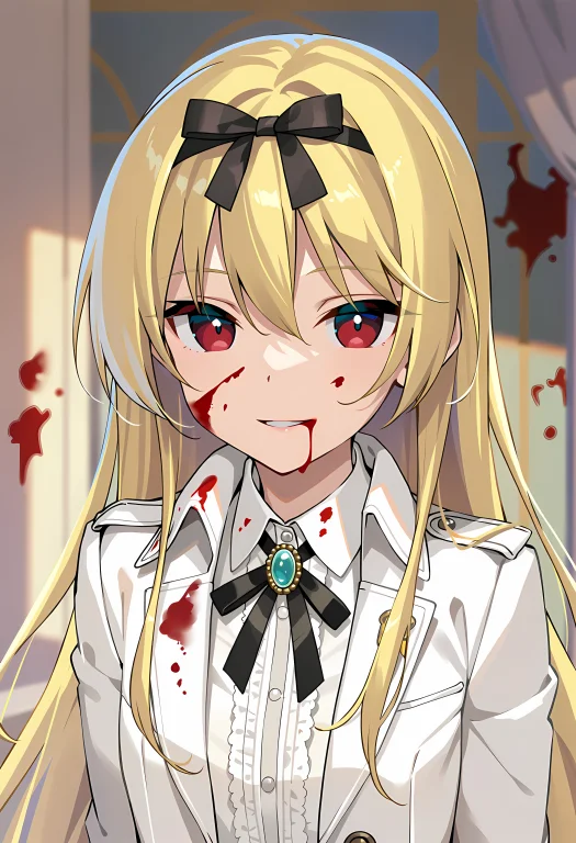 Yue Costume, Yue Sama, 1girl, Blood, Blonde Hair, Red Eyes,...