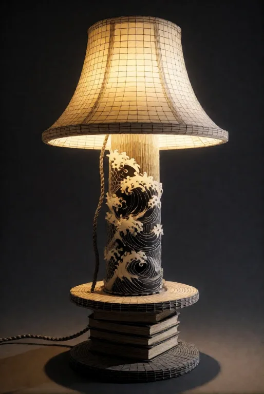 3dworld , An Oversized Floor Lamp With A Flared Shade Of Cre...