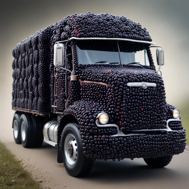 Blackberryworld, Truck Made Of Black Berries, Road