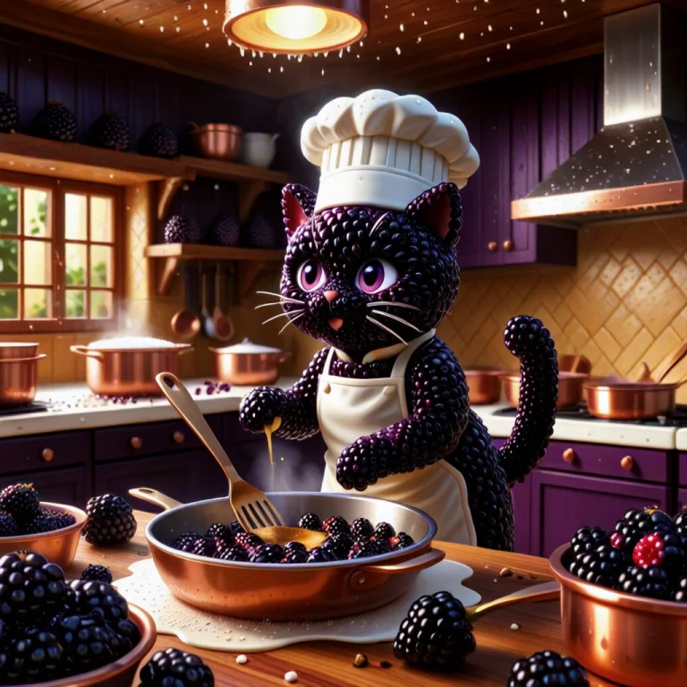 Blackberryworld Cat, Feline Figure Made Of Shiny Dark Purple...